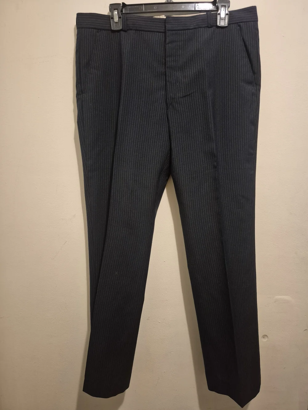 Vintage Men's Navy Pinstripe Two-Button Suit Jacket and Pants